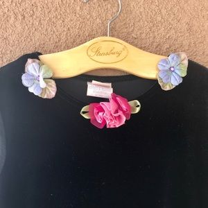 🌸Darling black velvet dress with sheer arms.